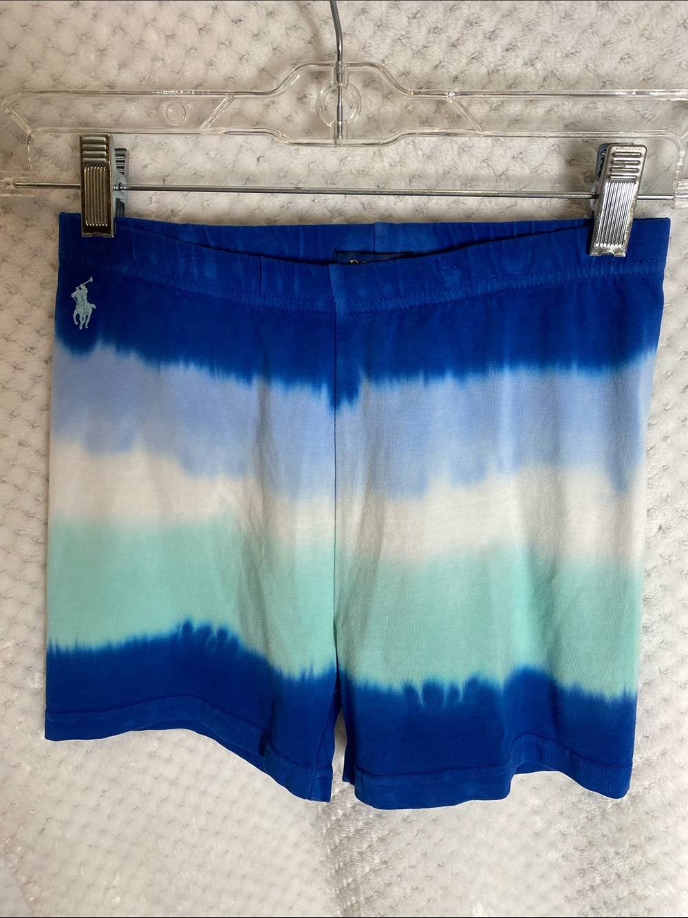 Polo by Ralph Lauren Blue Aqua White Tie-Dye Knit Shorts